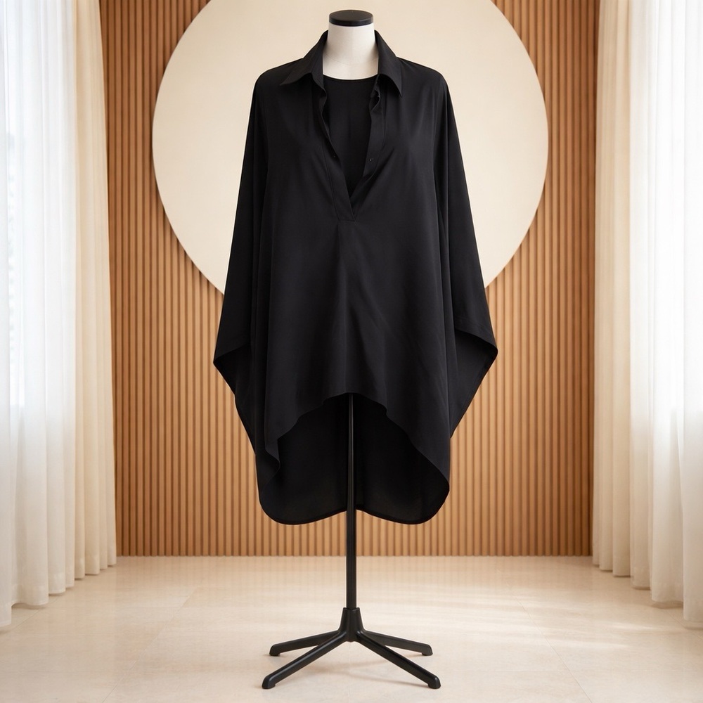 Vera Wang Collection Oversized Silk Tunic Womens size 6 Black Designer wear